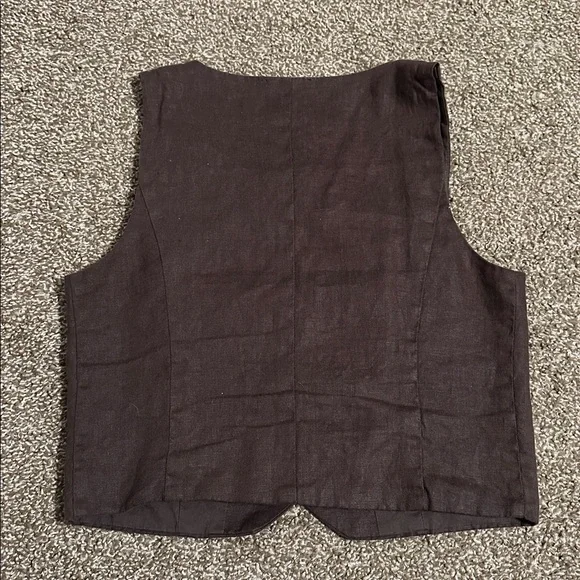 Madewell linen dark brown vest size 2 - Picture 3 of 3